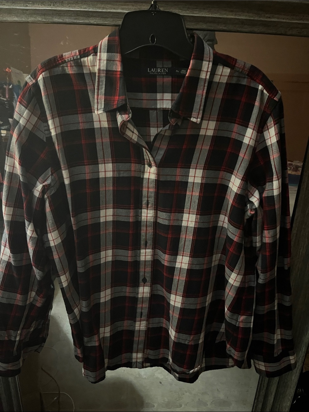 Lauren Ralph Lauren Red, Black & White Plaid Button-Down Shirt